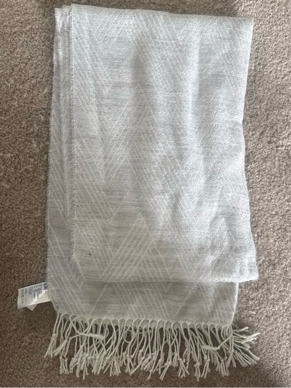 H&M Light Gray Chevron Fringe Scarf